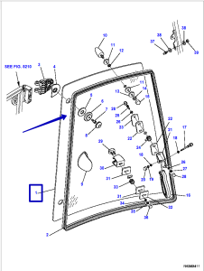 Стекло боковое правое Komatsu (WB93R-5/WB93S-5/WB97R-5/WB97S-5) 42N-54-15120