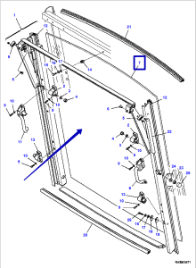 Стекло заднее Komatsu (WB93R-5/WB93S-5/WB97R-5/WB97S-5) 42N-54-15220
