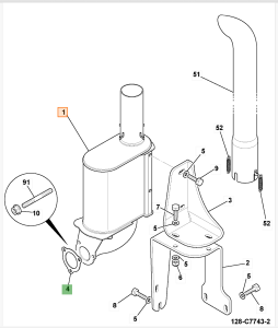 Глушитель выхлопных газов 240 x 150mm JCB (APM) 400/X0059
