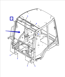 Стекло лобовое верхнее Komatsu (WB93R-5/WB93S-5/WB97R-5/WB97S-5) 42N-54-13300