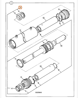 Ремкомплект гидроцилиндра JCB (OEM) 991/00171 (2)